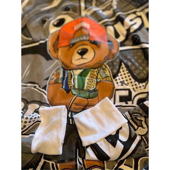 Hustle OG Bear Long Sleeve All Over Graffiti Bailey Apparel Hoodie Size M - Picture 11 of 11